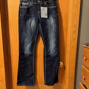 ZCO Women’s Dark Indigo Boot Leg Jeans with Fading